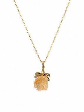 Handmade Gemstone Jewelry Citrine Necklace Gold Chain | Natural Citrine Pendant